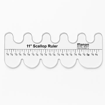 Cut Work Scale 11-Inch Scallop Ruler – Transparent Acrylic Quilting & Sewing Tool