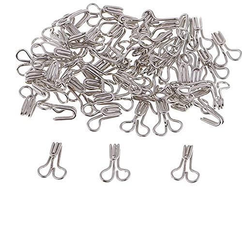 Hooks for Sewing & Tailoring – Rust-Resistant Stainless Steel Hook & Eye Fasteners for Dresses, Saree Blouses, DIY Crafts – Small Metal Closures for Garments, Pack of 100 Hooks