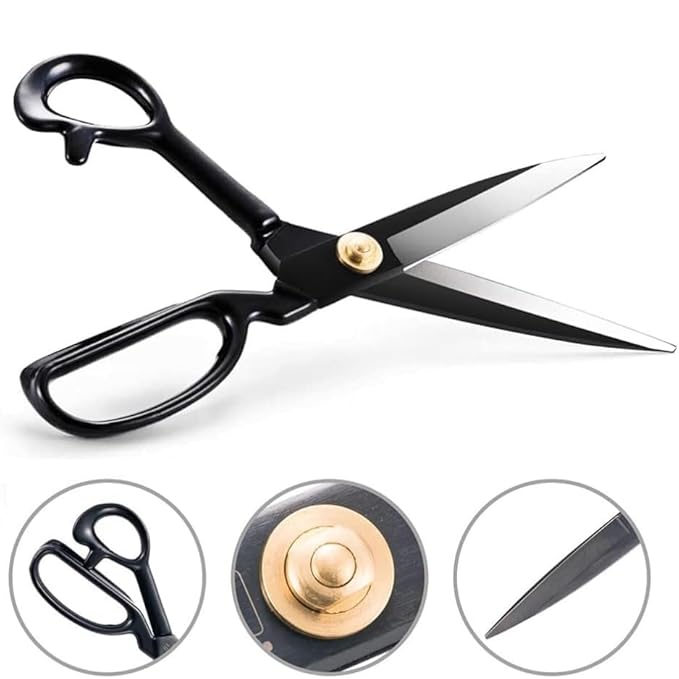 JUPITER Professional Scissor with Rubber Handle Grip Used for Tailoring Sewing Clothes Cutting Paper Cutting (Size 10 inch, Black)