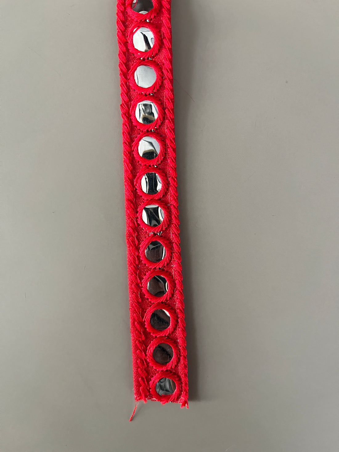 1 Inch Red Plastic Mirror Work Lace for Dupatta, Chunni & Dresses