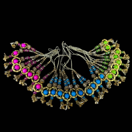 Handmade work Ethnic Hanging Latkan || Bunch of three colors (Blue, green, pink) 30 pieces