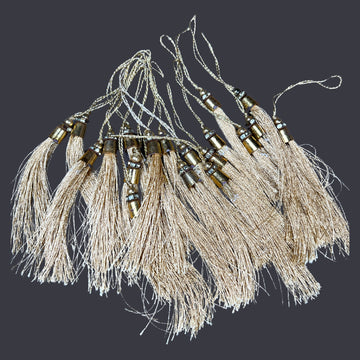 Tessesl (Latkans):Jewelry, Keychains, Saree Edges, Dress Embellishments, Fringe, Home Decor, Accessories, and Crafts. (Golden 10 pieces)