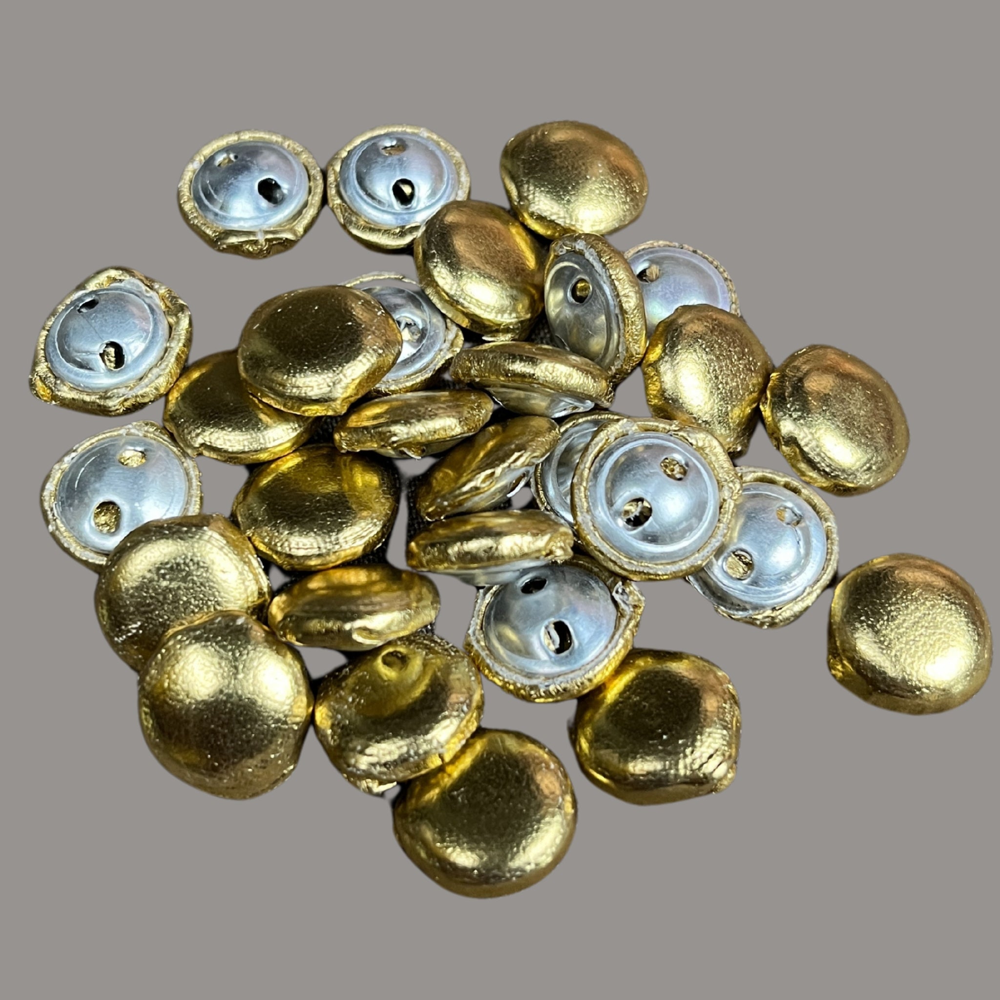 24-pcs Round Shaped Fabric Layer Golden Buttons