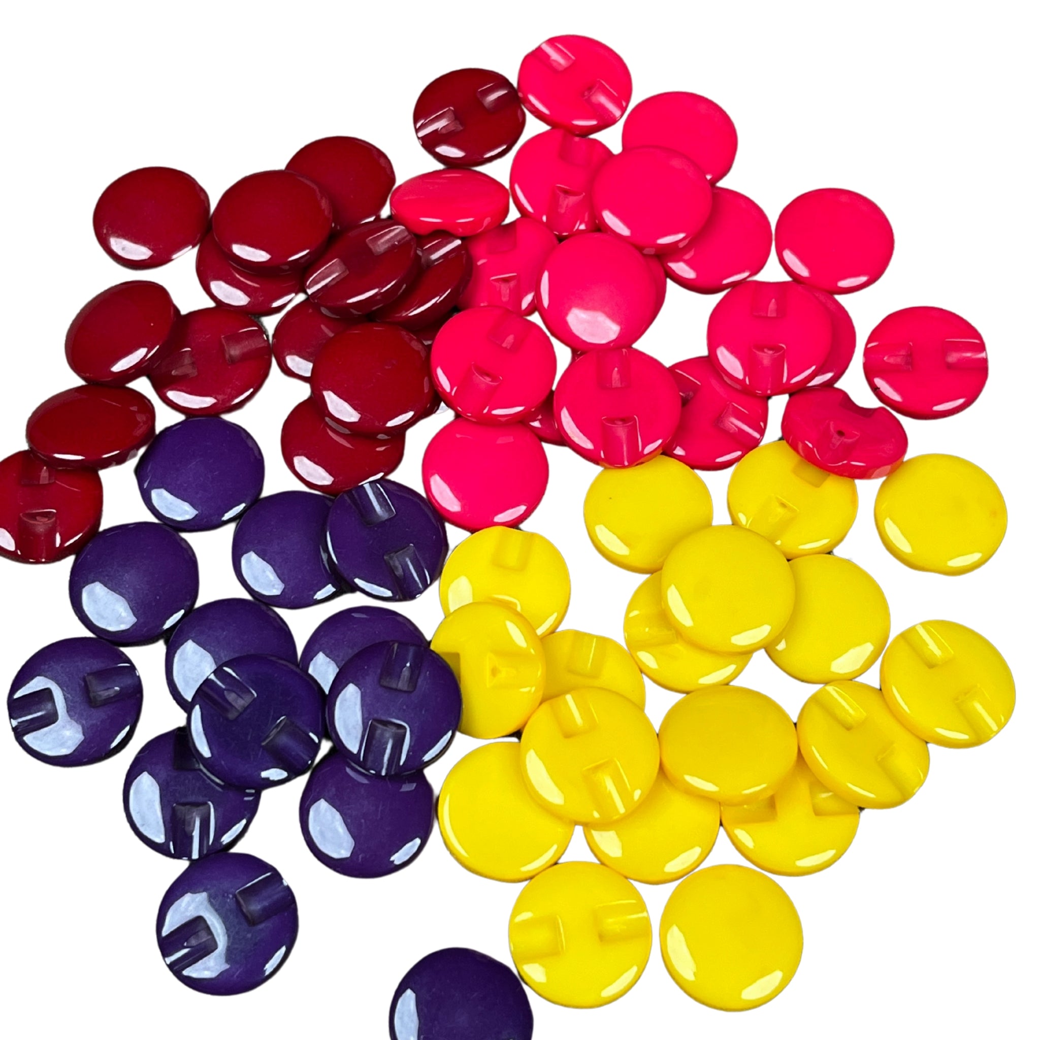Best multicolor plastic buttons for your dresses (Red, yellow, purple) 24-pcs