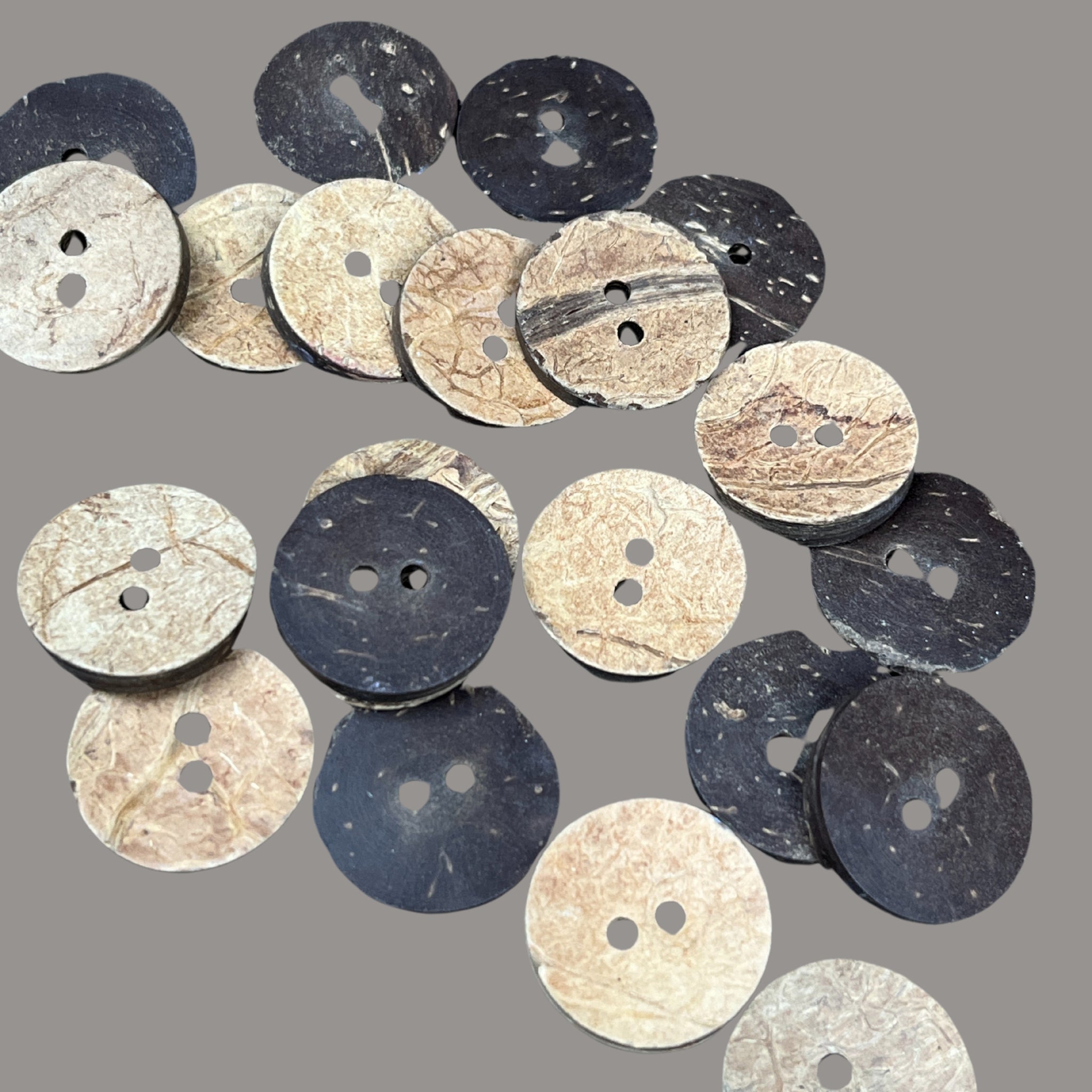 Beautiful And Stylish Wooden Finish 2 Hole 26L/16.5mm Coconut Wooden Button Wooden Buttons  (Pack of 24)