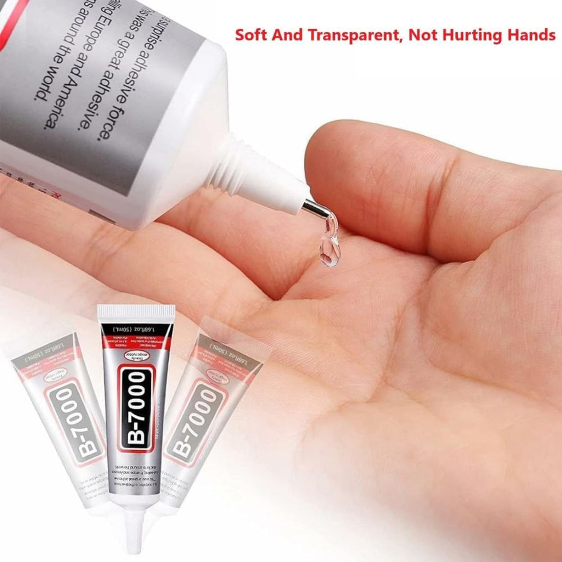 Velista B-7000 Multi-Purpose Fabric Glue - High-Strength Transparent Adhesive for Leather, Fabric, Shoes, Jewelry, Electronics, Crafts - 50ML Tube (B7000 Fabric Glue, 1)