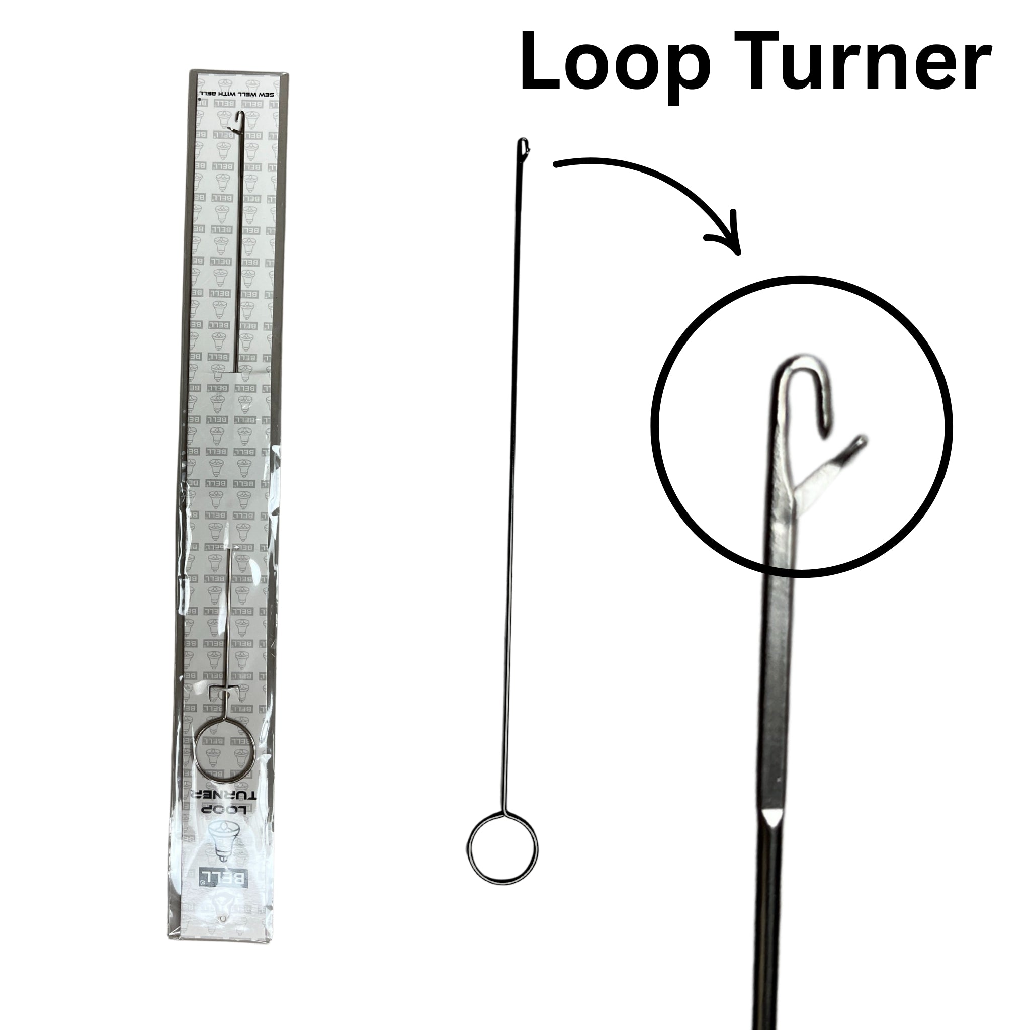 Loop Turner Hook with Latch for Turning Fabric Tubes Straps Belts Strips for Handmade Sewing tool Turner 10.5 Perfect Tool for Turning bias tubing Button looping Other Hand Sewing Trims