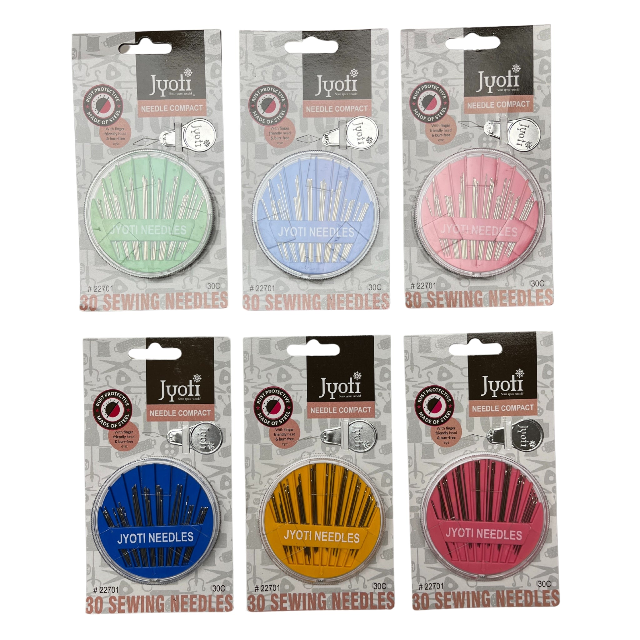 30 PCS Premium Hand Sewing Needles, 6 Sizes 1 Boxes Assorted Sewing Needles with 1 PCS Threaders Stainless Steel Large Eye Hand Sewing Needles for Hand
