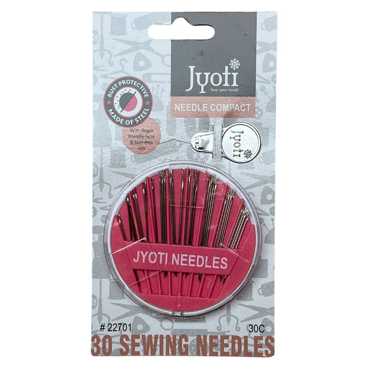 30 PCS Premium Hand Sewing Needles, 6 Sizes 1 Boxes Assorted Sewing Needles with 1 PCS Threaders Stainless Steel Large Eye Hand Sewing Needles for Hand