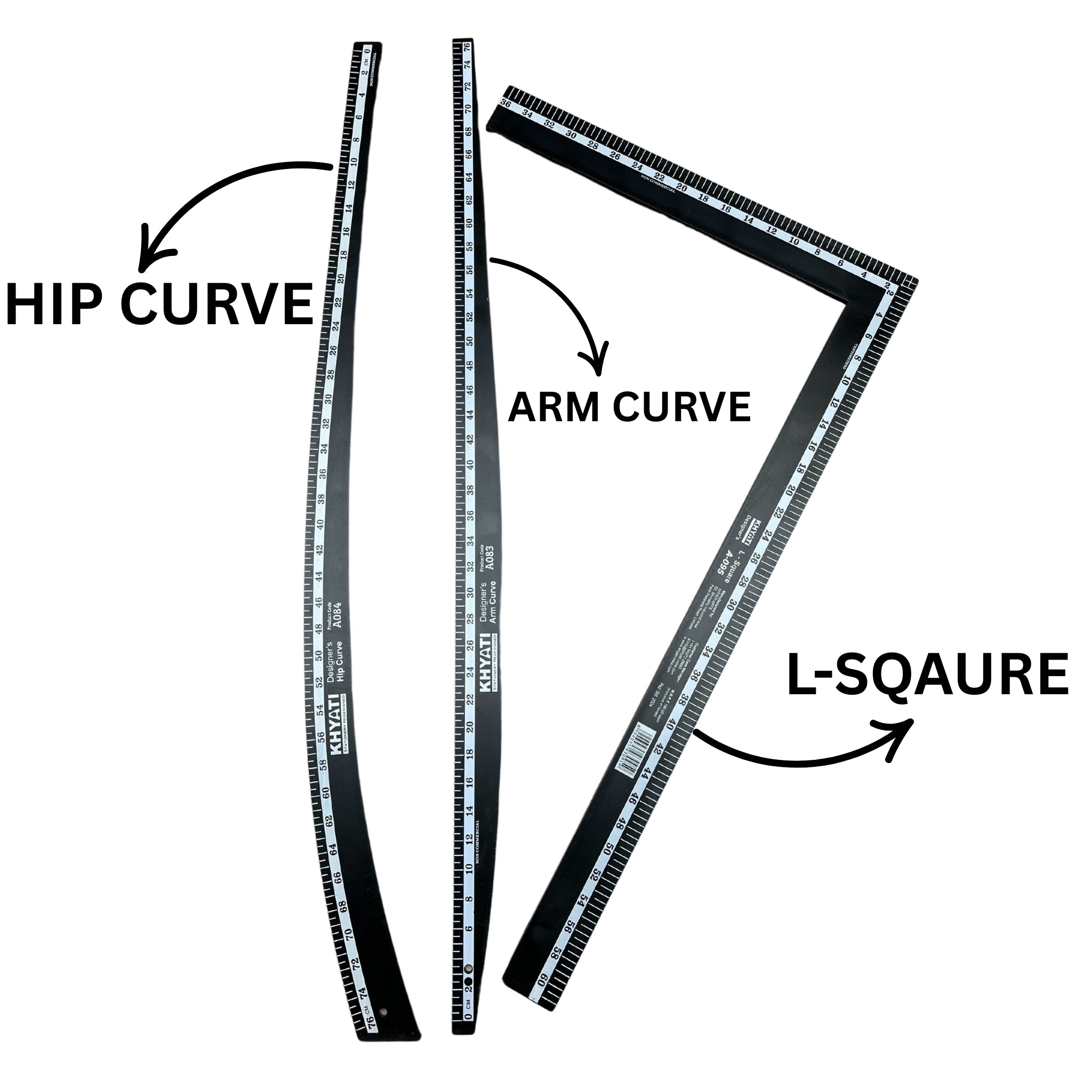 Combo of Three Scales (L-sqaure, Hip Curve, Arm Curve)