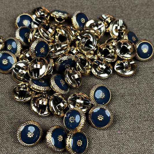 24 Pcs. Dark Blue and Silver Shank Buttons, Silver Edge Shank Button, Small Shank Buttons, Blouse Shirt Cufflink Button, Suit Jacket Button, 10mm