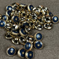 24 Pcs. Dark Blue and Silver Shank Buttons, Silver Edge Shank Button, Small Shank Buttons, Blouse Shirt Cufflink Button, Suit Jacket Button, 10mm