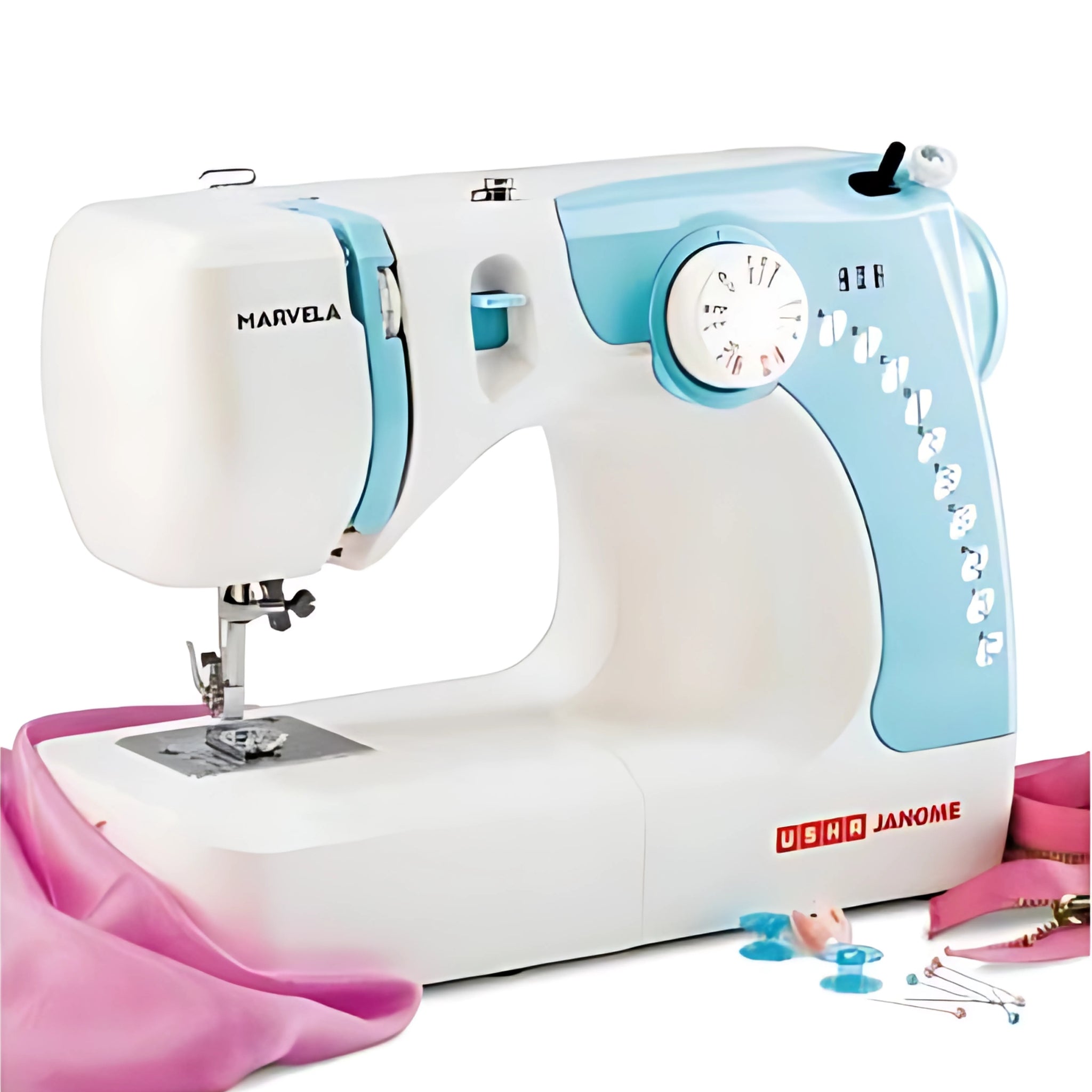 Usha New marvela Pink Electric Sewing Machine-Pink and White
