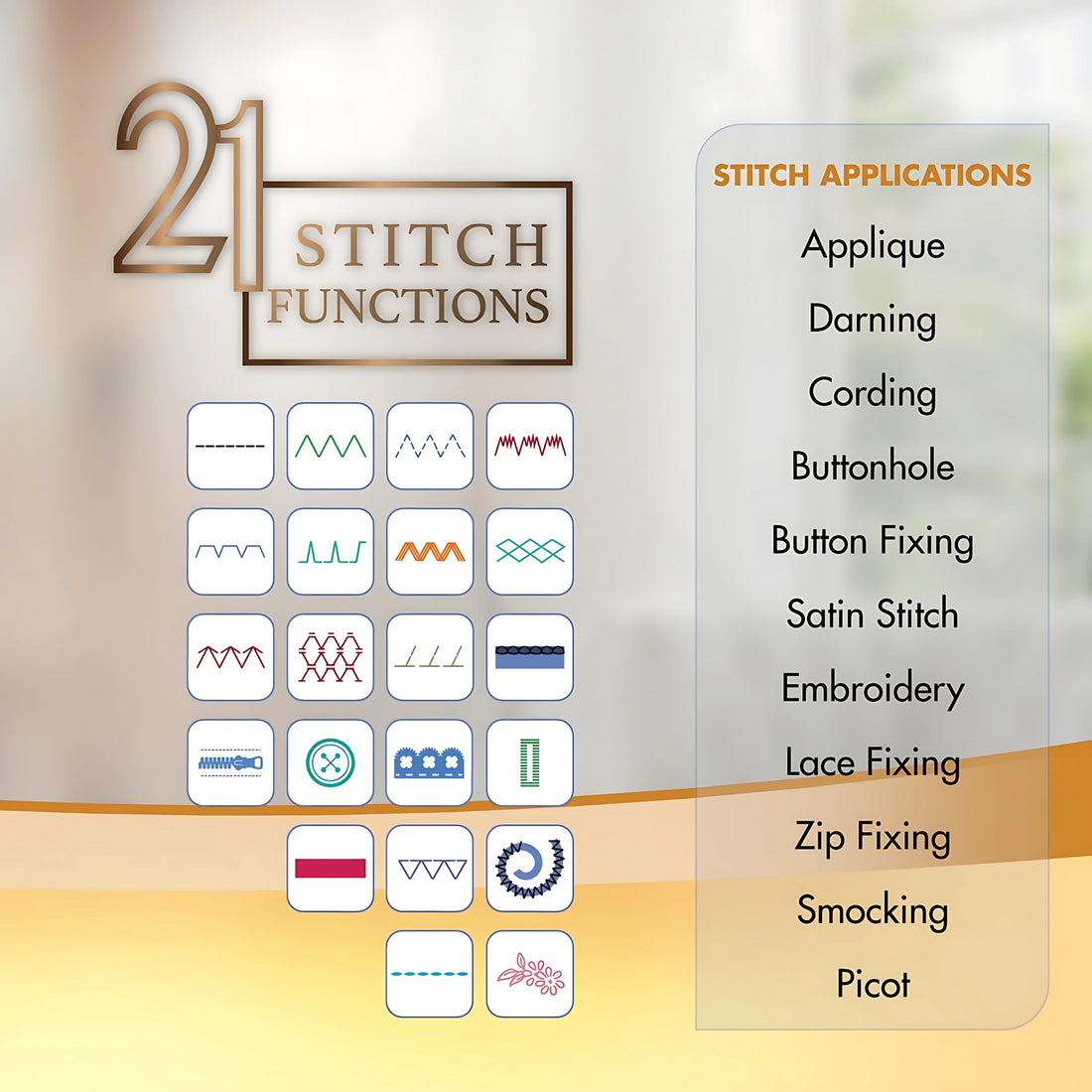 Usha Janome Excella DLX Automatic Zig-Zag Electric Sewing Machine || 13 Built-In-Stitches || 21 Stitch Function (White & Blue) with complementary Sewing Lessons in Nine languages