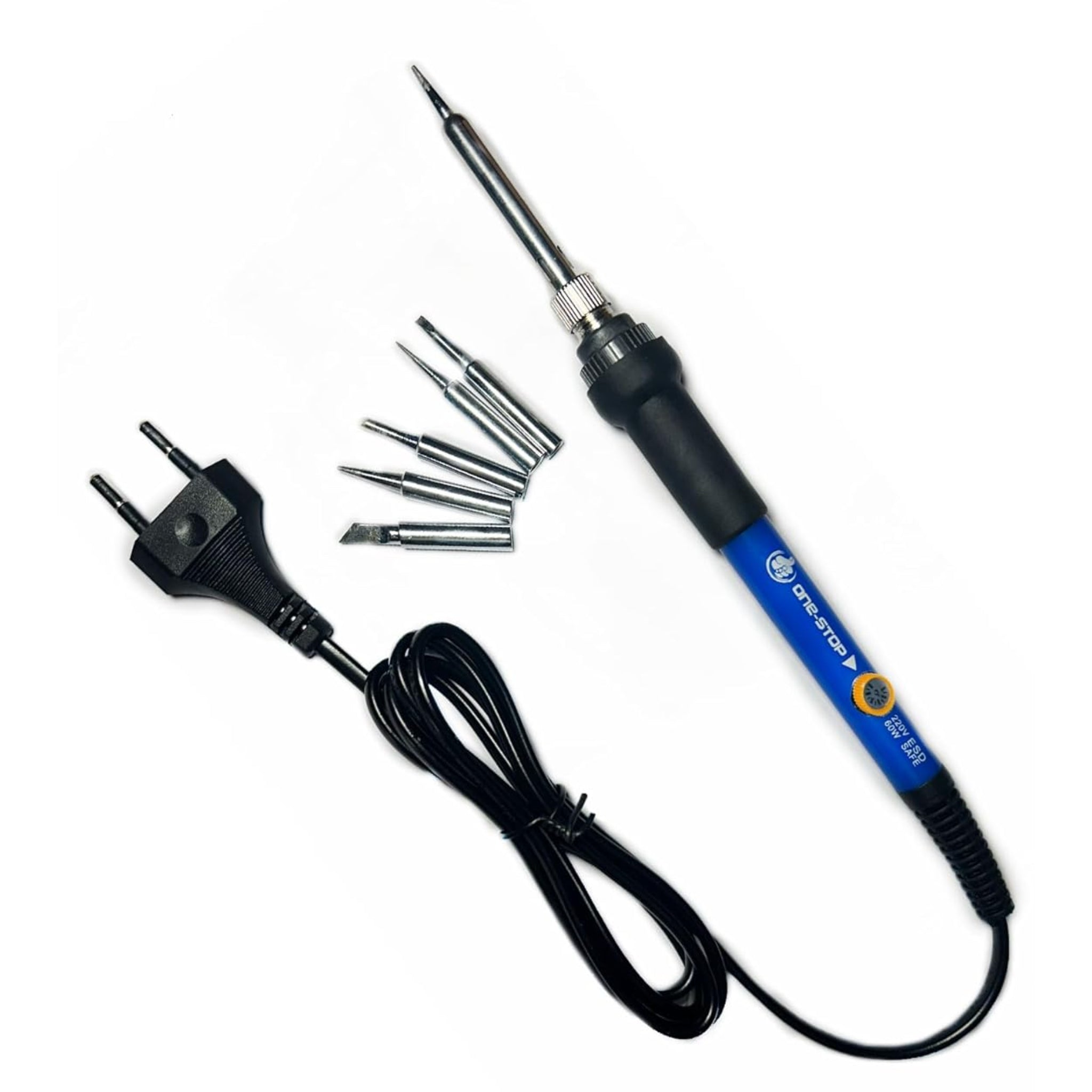 60W 220V Temperature Adjustable Soldering Iron, Fast Heating, With Extra 5 Iron Bits